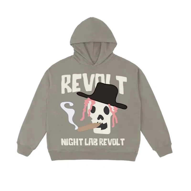 Custom logo 100% cotton thick french terry eco friendly vintage skull 3D puff printing oversize heavy hoodie men