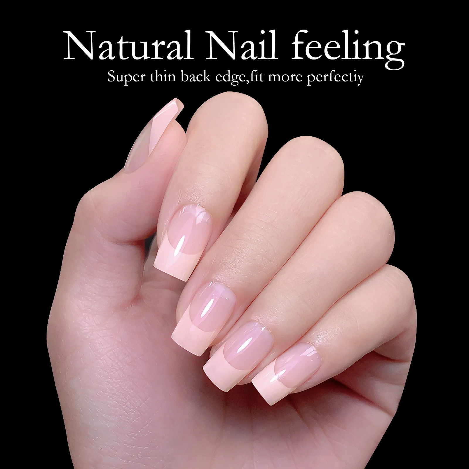 Wholesale Low Price Custom Fake Nail Art Tips Square Coffin Stiletto Box Packing Artificial Soft Gel French Press On Nails