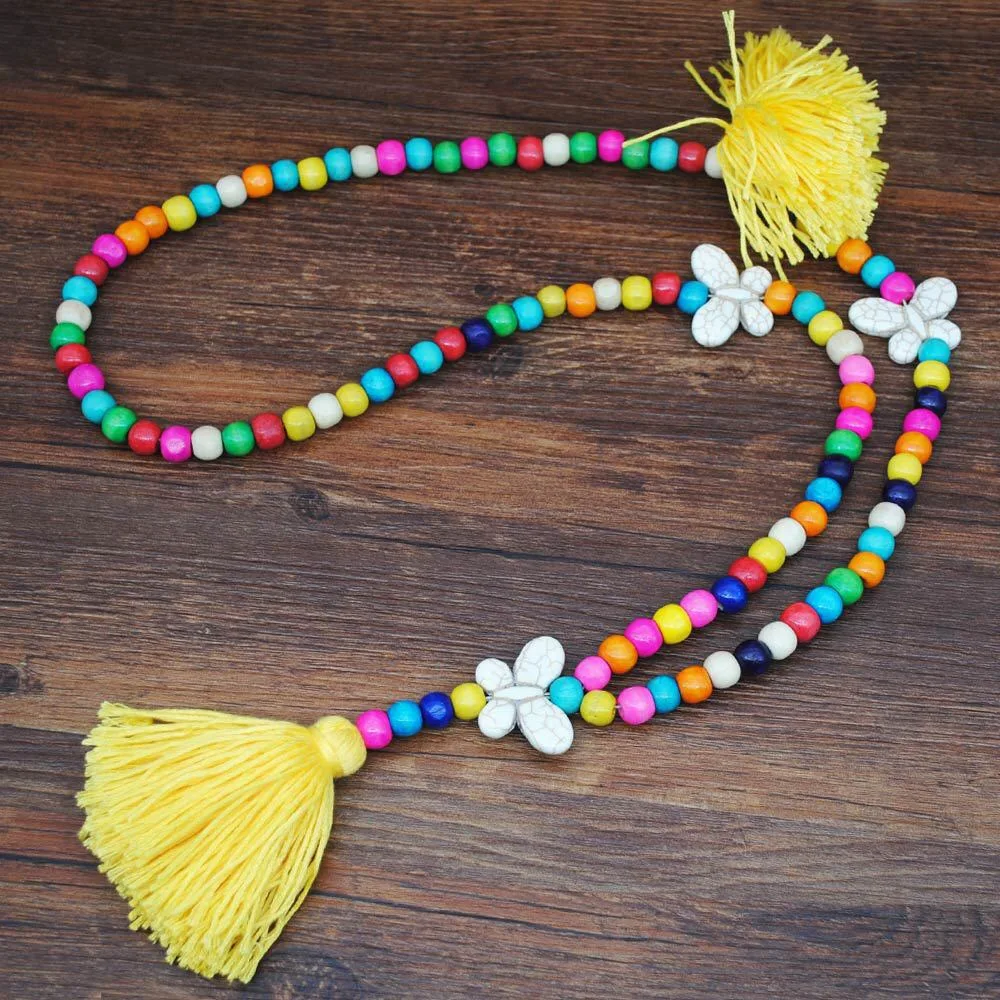 Fashion Boho  colored wool tassel necklace Long Tassel Necklace 5 Colors Popular Women Accessories
