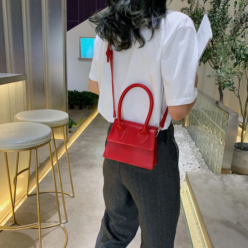 Сумка-тоут женская однотонная роскошный брендовый миниатюрный саквояж дизайнерский маленький чемоданчик кросс-боди на ремне 2021