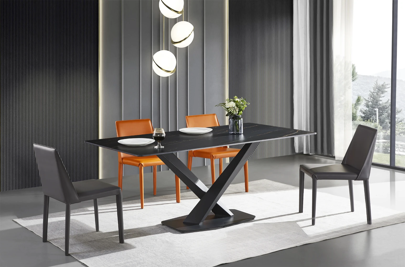 2021 new design marble luxurious dining table marble and gold dining table marble dining table black gold