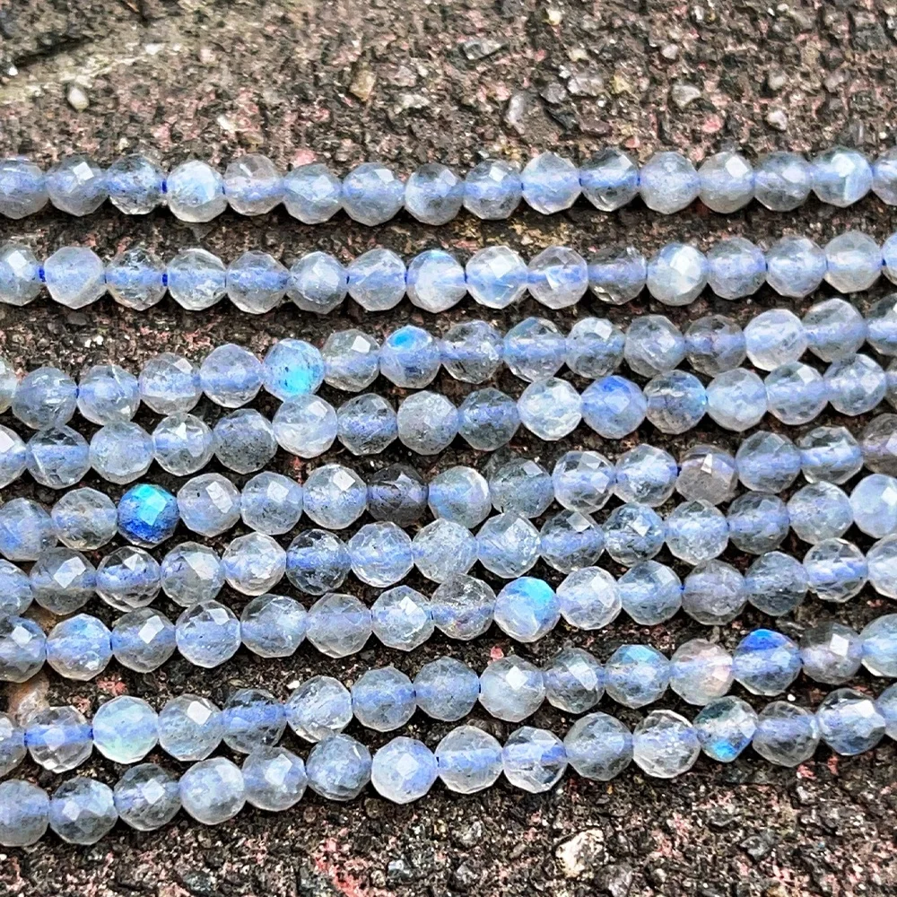 JSES Natural Madagascar Labradorite 4mm Faceted Beads for Jewelry Making DIY Wholesale Gemstones Crystal Agate Jade Loose Beads