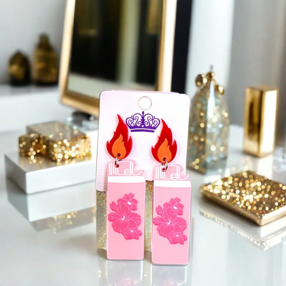 ER1878 High Quality Trendy Drop Earrings Best Price Glitter Acrylic Geometric Lighter Circle Shell Wood Plated Finish ODM Supply