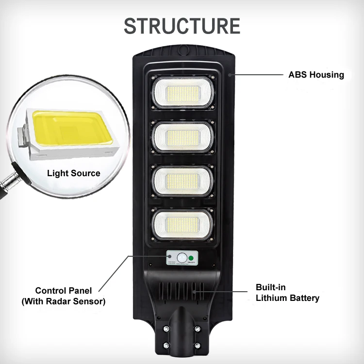 HiEnergy100W 300W 1000W 2000W All in One Integrated Waterproof LED Outdoor Garden Lamp Solar Street Light