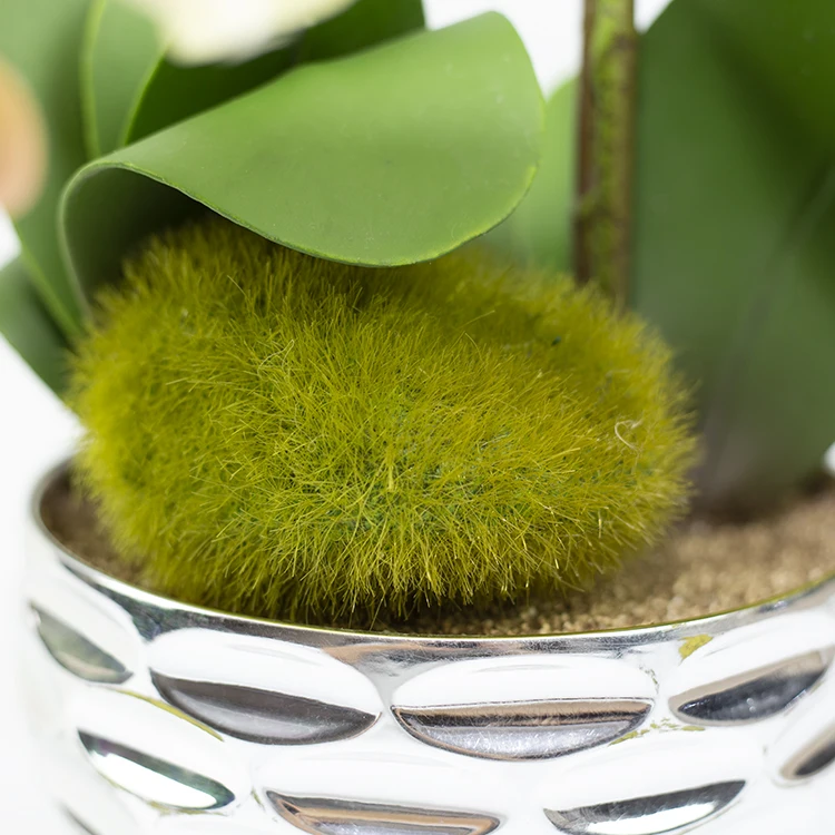 Home decorative yellow double branch phalaenopsis orchid artificial flower bonsai