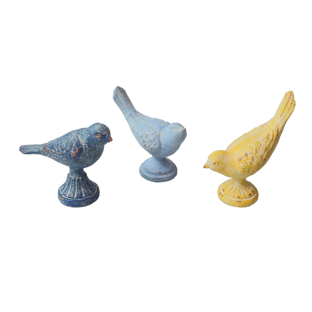 9 Inch Resin Craft Colorful Peacock Bird Figurine with Antique Finish Polyresin Peacock Statue