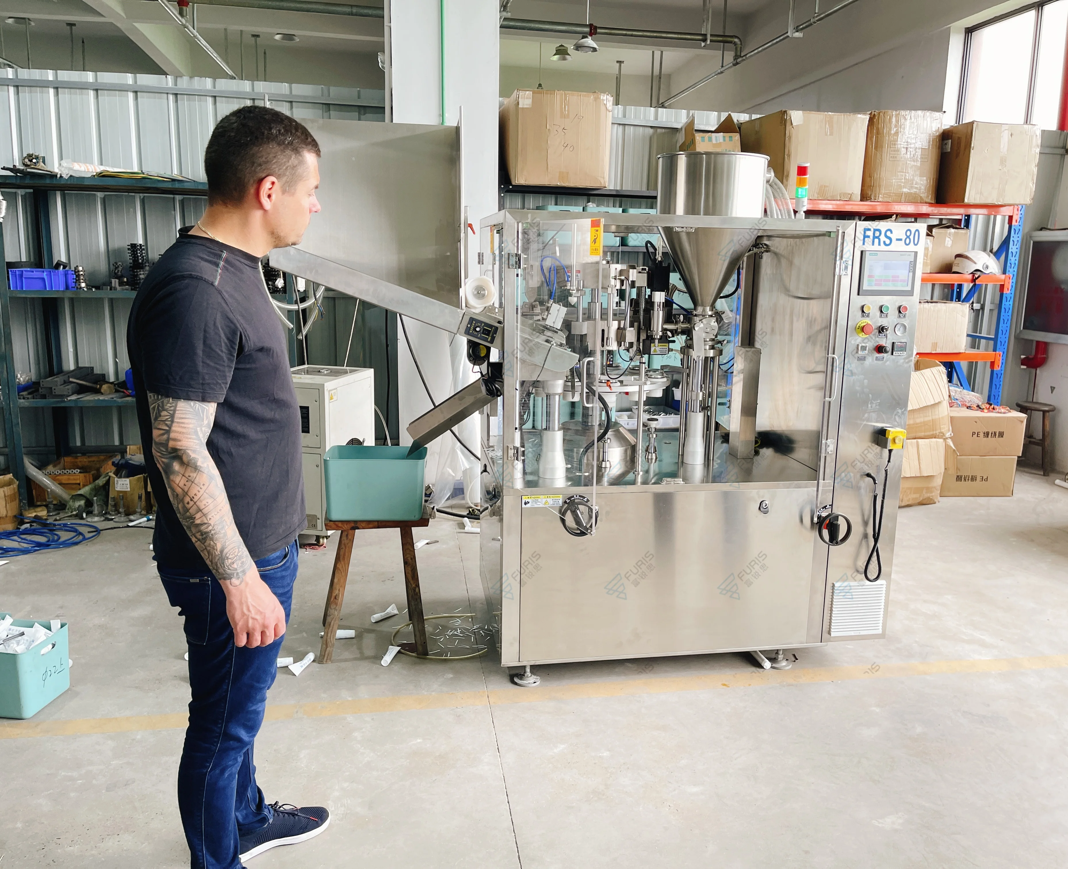 High speed Lotion  cosmetic semi full automatic aluminium plastic compound soft tube filling and ultrasonic heat sealing machine