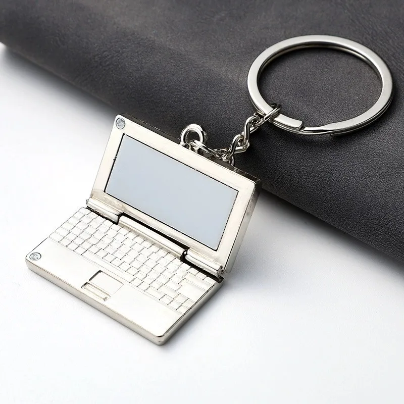 Custom 3D Laptop Keychain simulation Mini Foldable Notebook Computer Keychain Keyboard Keyring Holder Alloy LCD Metal Key Chains