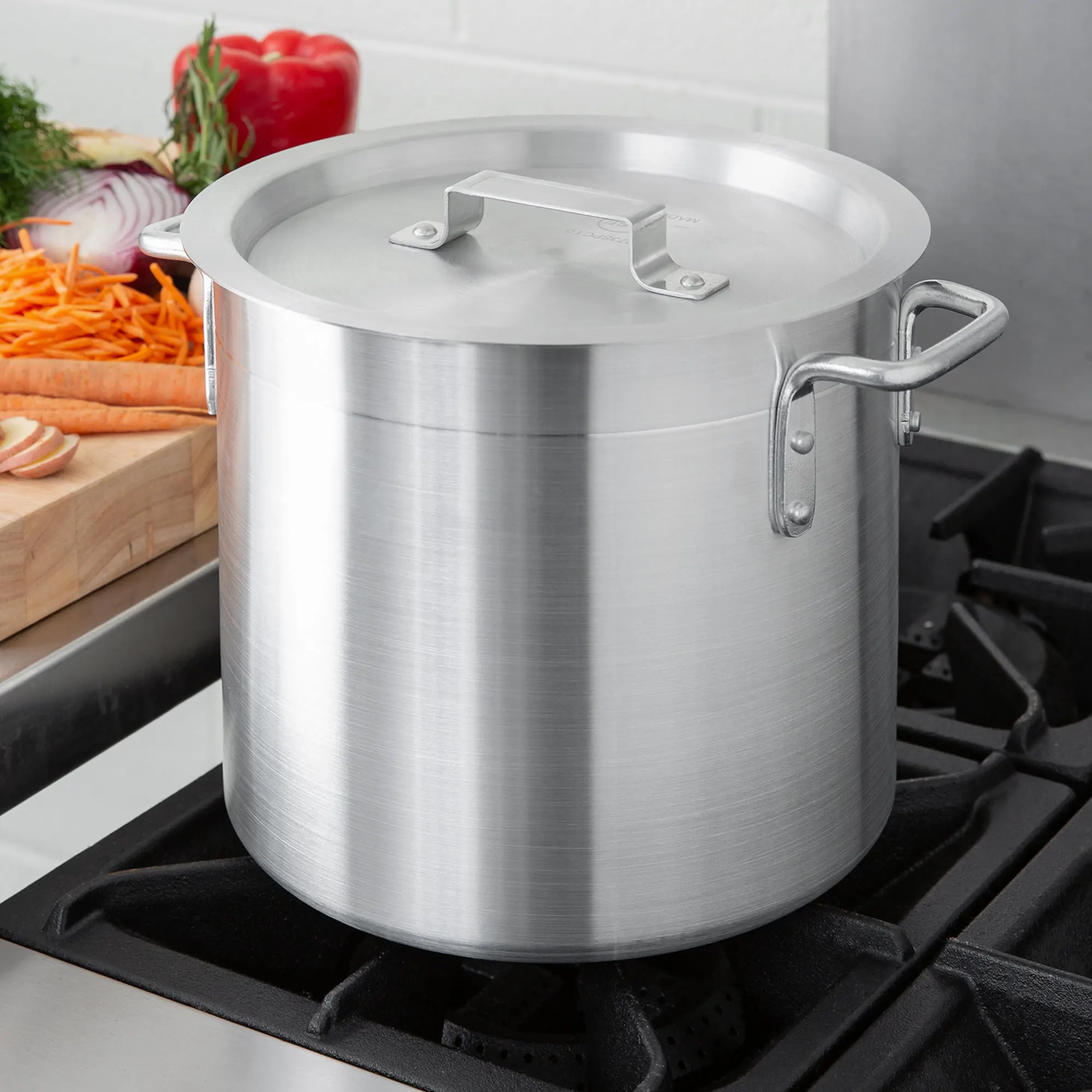 5-Piece Standard Weight Aluminum Stock Pot Set with 20QT, 24QT, 32QT, 40QT, and 52 QT Pots and 5 Pot Covers