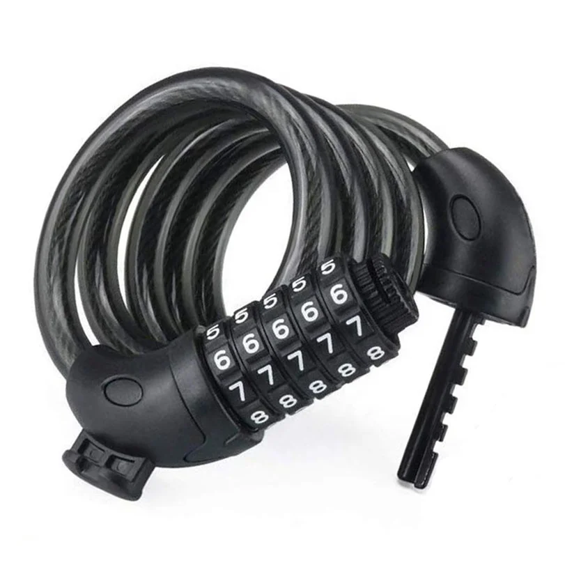 new  high security 5-digit Cable lock fit for electric scooter Motorcycles and bicycle