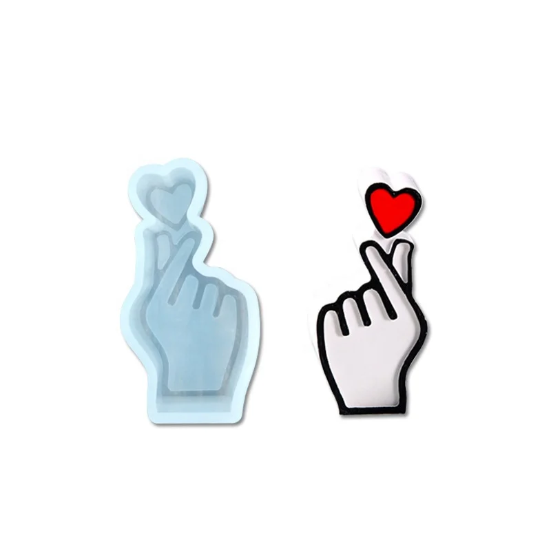 Finger Heart Silicone Mold fashion Hand Heart Cabochon Making Heart Hand Sign Mold for UV Resin Art Epoxy Resin Molds Jewelry