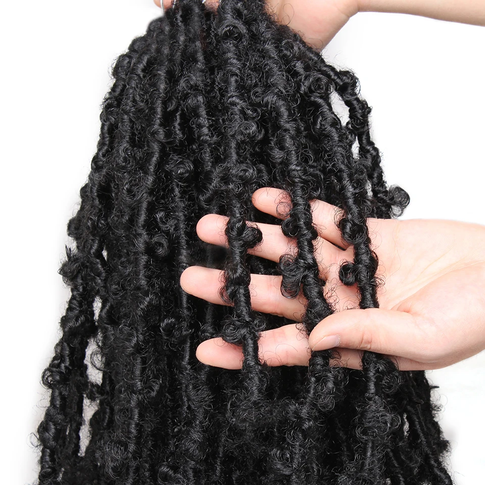 Оптовая продажа проблемных бабочка Locs накладные волосы на крючке готовых с эффектом деграде (переход от темного Бабочка Искусственные поставщиков синтетические парики для