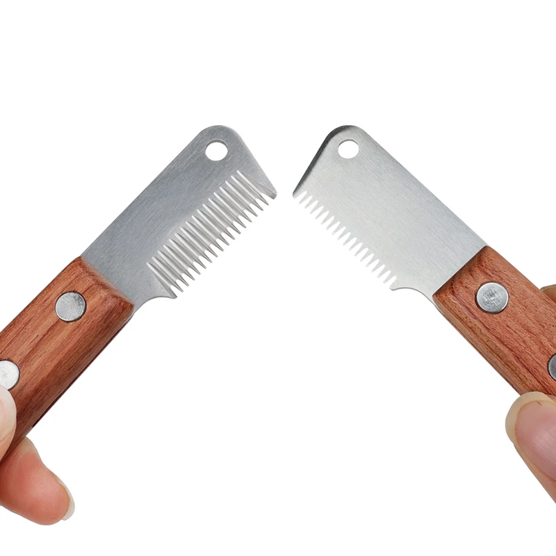 Factory Wholesale Custom Logo Wooden Cat Hair Deshedding Tool Pet Dog Grooming Stripping Knife