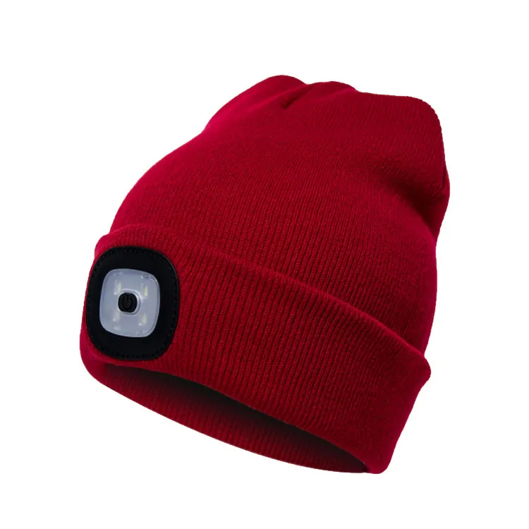 100% Acrylic Knitting beanie hat with led light inside black color LED Beanies