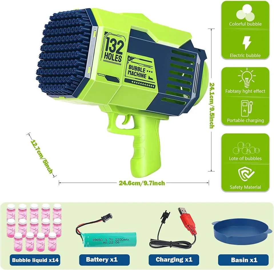 Заводская Лидер продаж, детский летний наружный пистолет с 132 отверстиями, пластиковая пузырьковая ракета с легкими игрушками