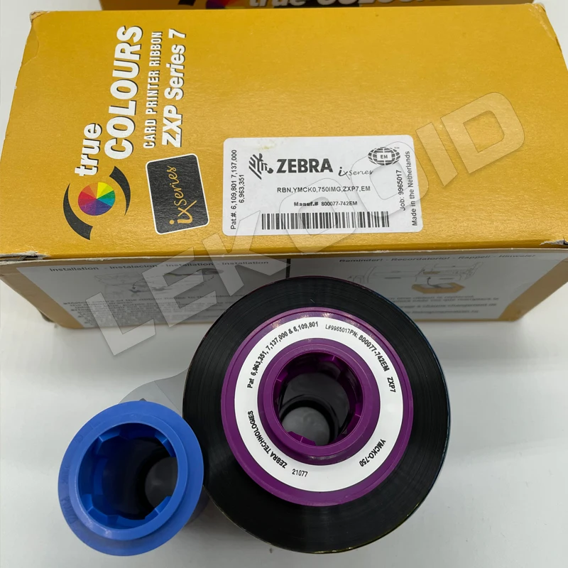 Цветная лента Zebra zxp7 800077-742EM - YMCKO 750 принты для серии ZXP 7