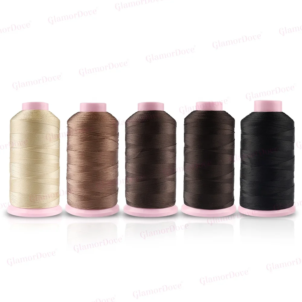 GlamorDove 1500yards/roll High Quality Nylon Bonded Hair Extensions Weaving Threads with Pink Color Spool