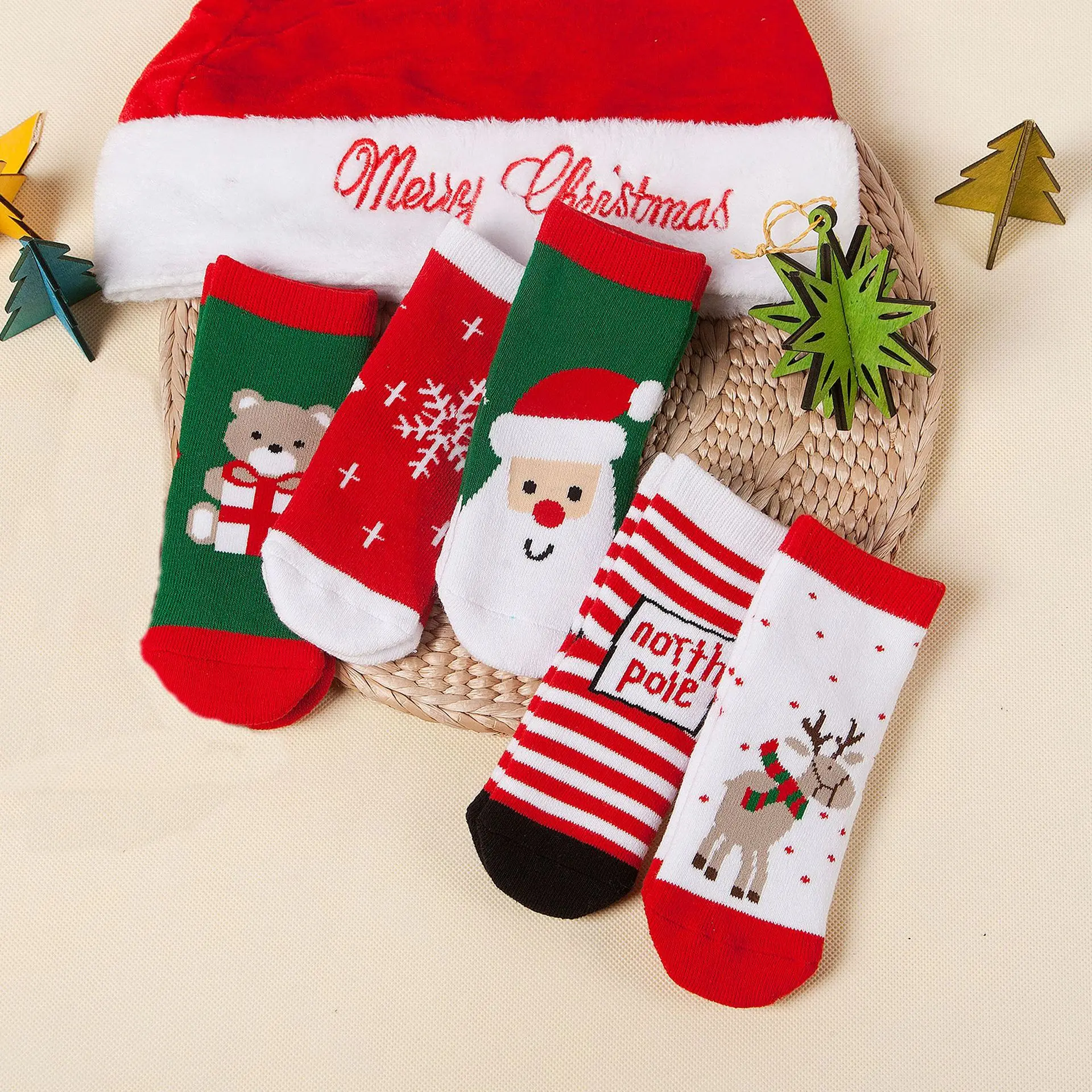 6 Pairs Assort Christmas Gift Socks Knit Thick Warm Cotton Boy Girl Cozy Baby Kids Christmas Socks