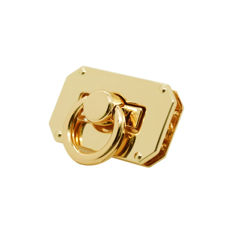Lingzhen Wholesale Best Quality Magnetic Snap Lock Turn Twist Lock For Handbag  Purse Clasps Custom Gold Zinc Alloy Metal  Lock