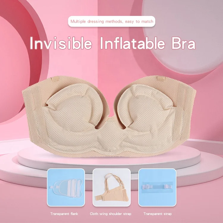 New Arrival strapless underwear adhesive Seamless Traceless Breathable Push up Inflatable bra for women