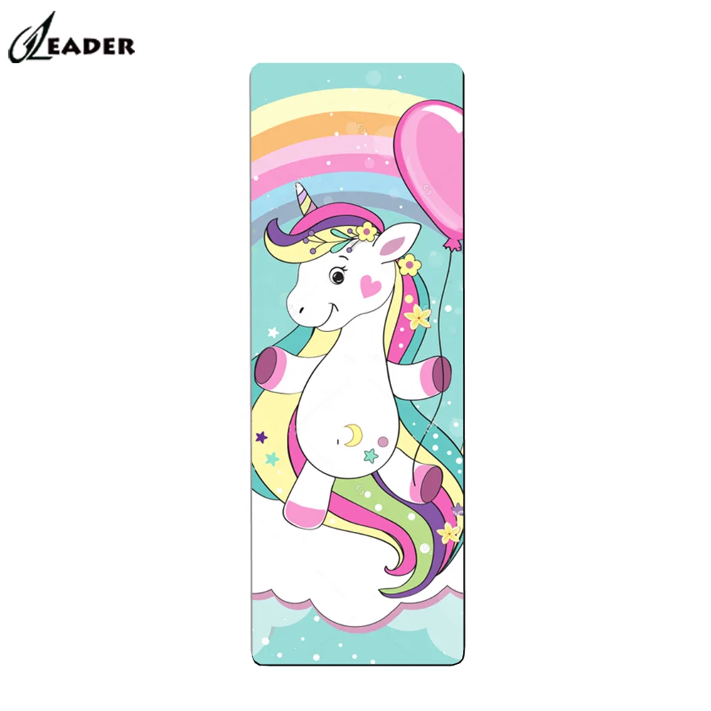 Organic Non-toxic Sustainable Eco Friendly Suede Children Size Custom Printed Logo Kids Yoga Mat For Kids Girls