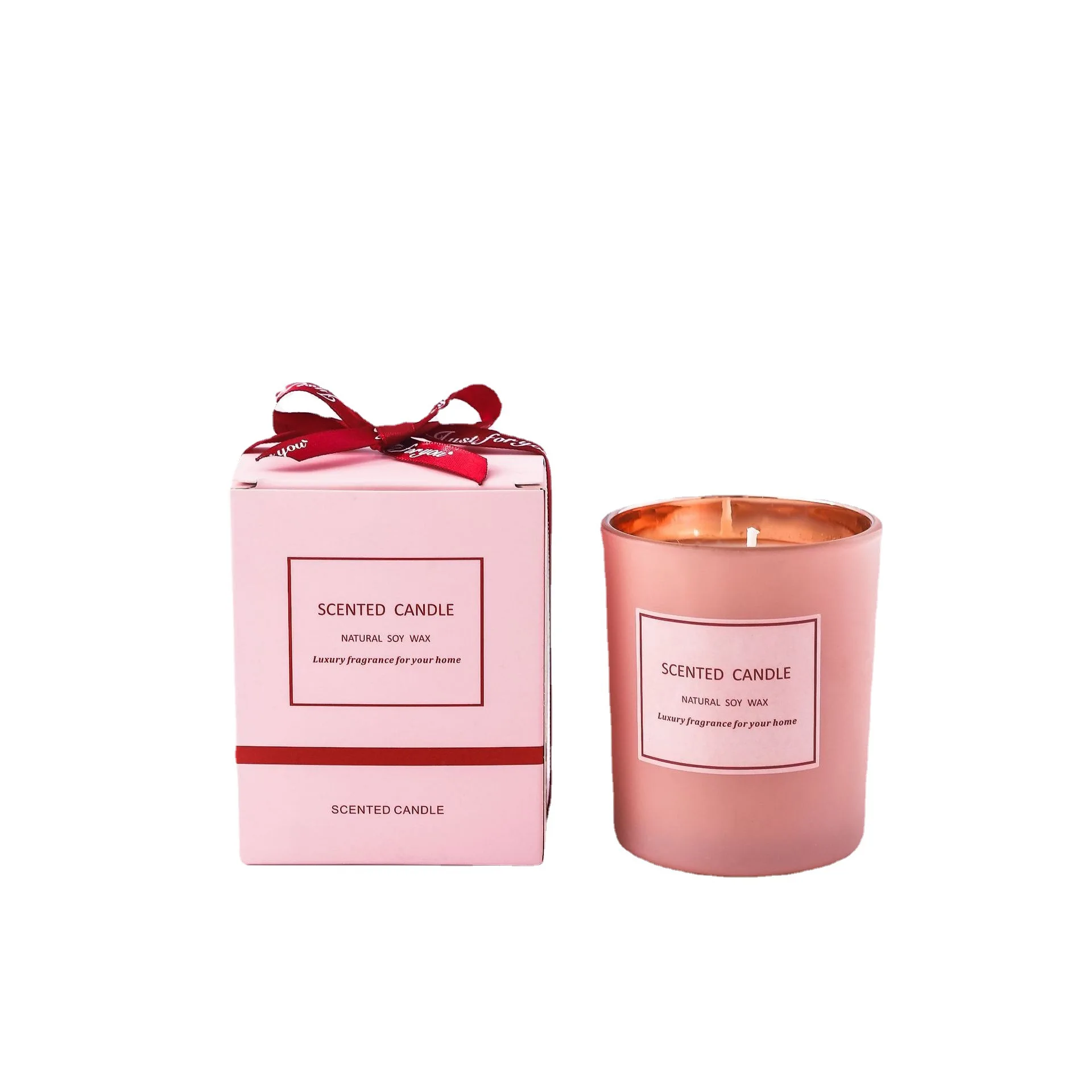 Electroplated Color Spray Glass Cup Aroma Candle Pink Gift Box  Holiday Candles Home Decoration Scented Candles