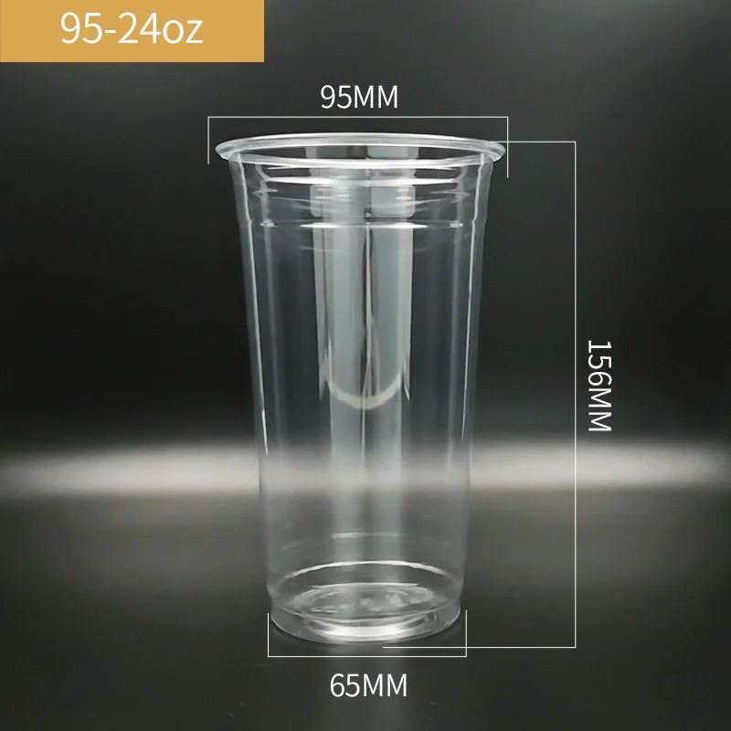 Disposable Reusable Transparent Clear Custom Printed Logo Plastic PET Drinking Cup Cold coffee Cups with lids and straws