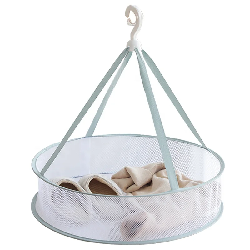 Grey large laundry mesh drying basket Kids washing laundry basket collapsible laundry basket