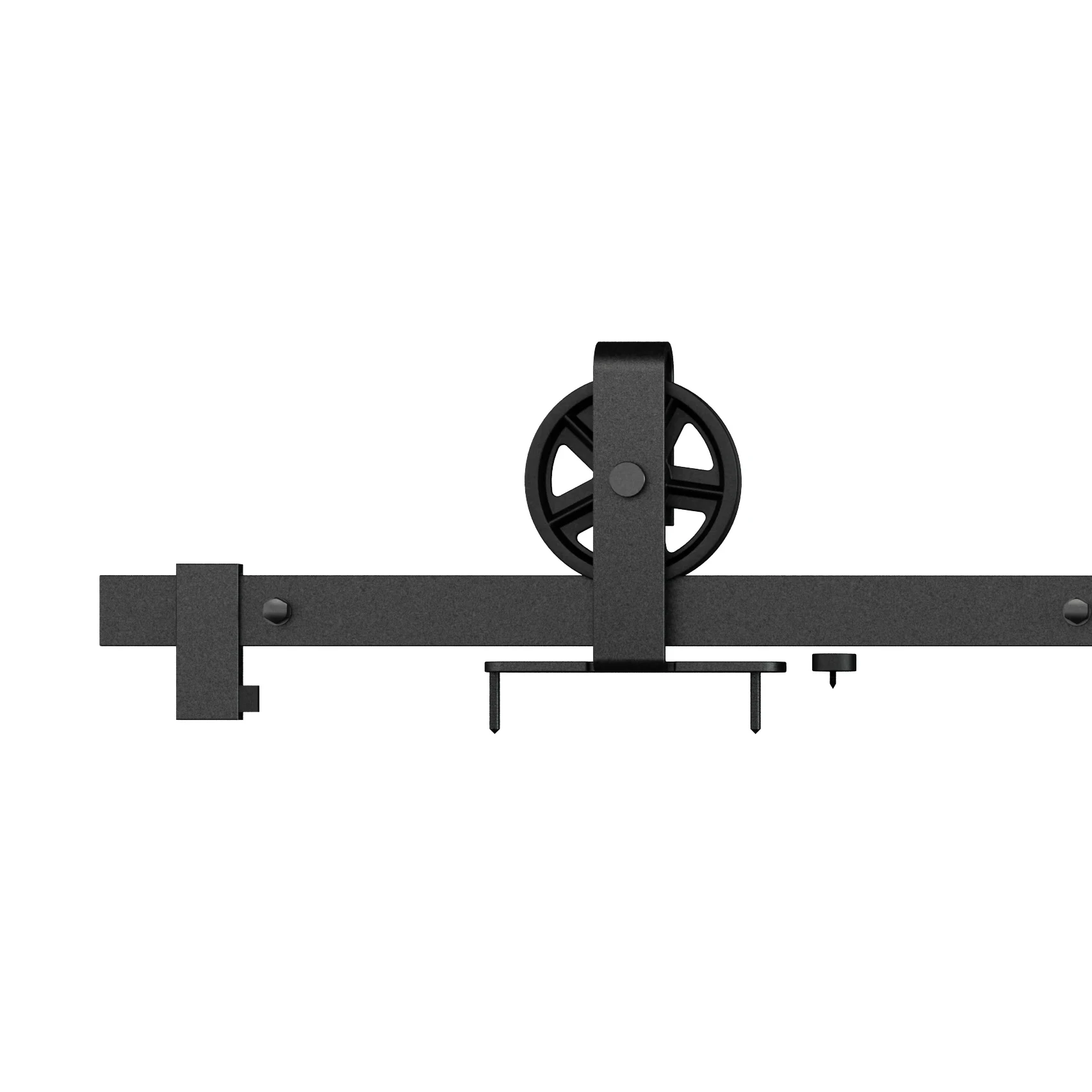 2023 High quality Matt Black Wagon Shape Roller Sliding Doors Barn Door Hardware System