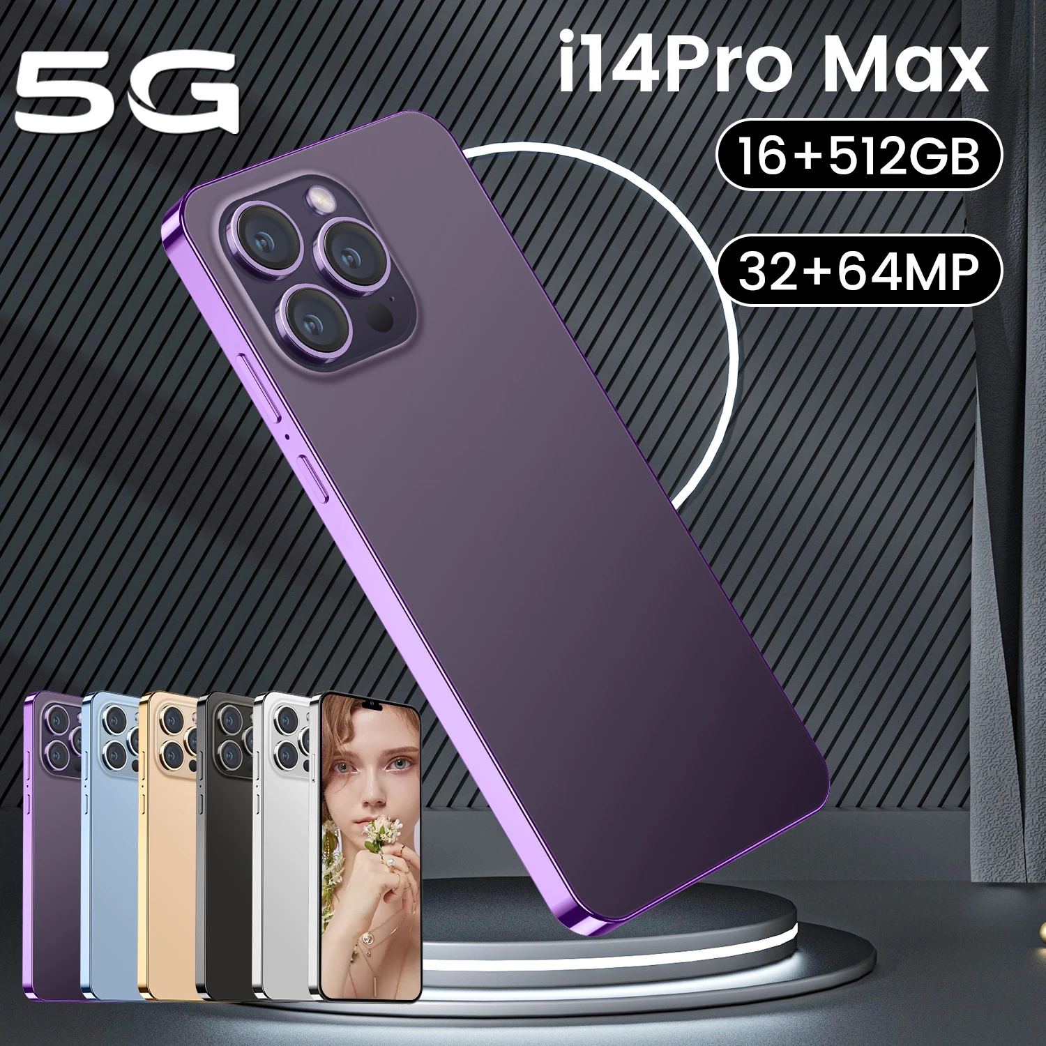 New Global i 14 pro max cell phone 7.3 inch Big Screen 5G smartphone 16GB + 512GB dual SIM Android mobile i phone I14 PRO MAX