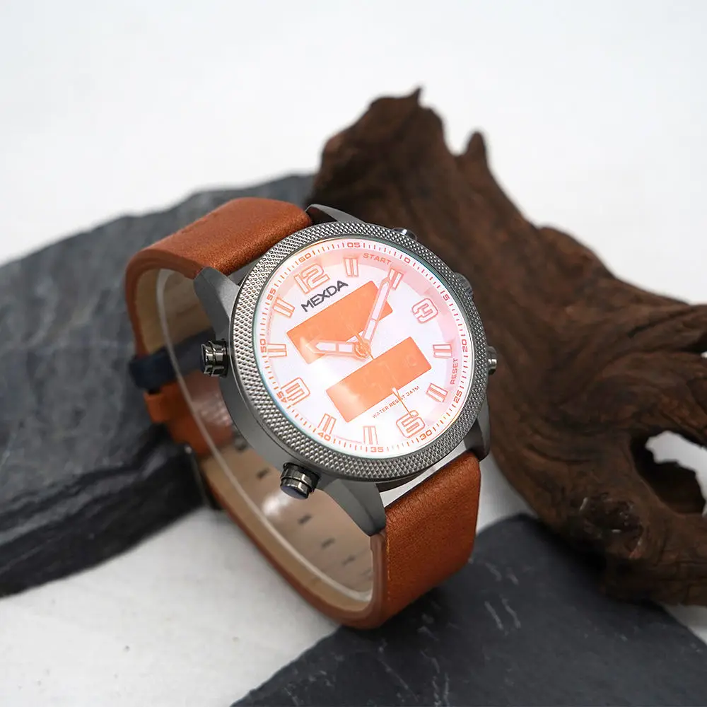 Mexda Hot Sales High Quality Fashionable Jelly Leather Watch Trendy Custom Sports Digital Dial Quartz Watch Simple