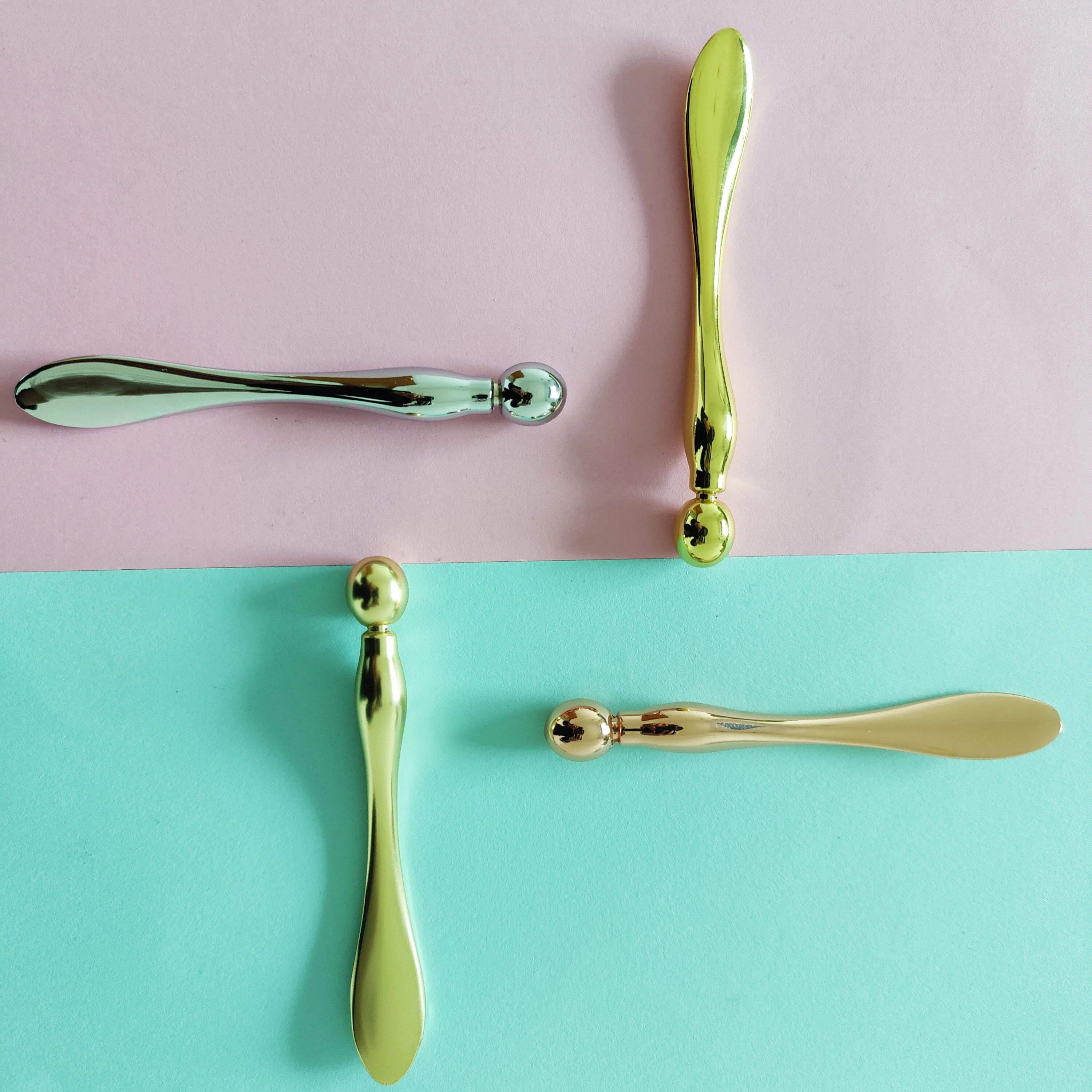 Sticks Beauty Makeup Spatula Mini Small Facial Massage Mask Gold Metal Eye Cream Cosmetic Spoon