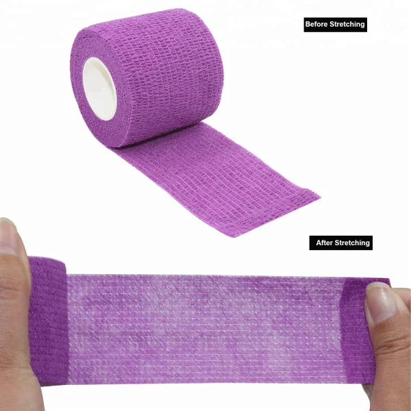 Bulk Wholesale Custom Logo Printing Medical Supplies Non Woven Easy Tear Self Adhesive Vet Wrap Cohesive Elastic Bandage