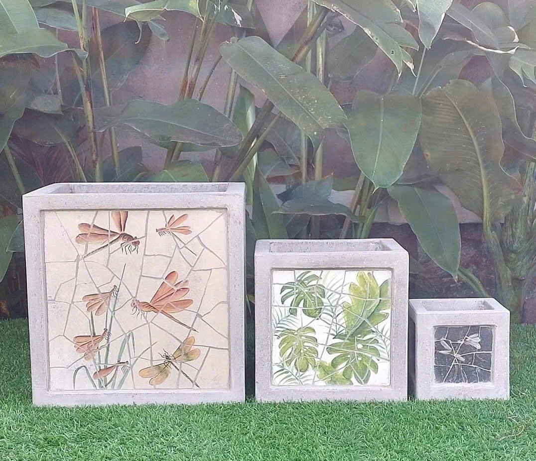 OEM ODM Durable Modern Design Cement Flower Pots Kit 3 Sizes Large for Home Decor and Outdoor Use Low Price