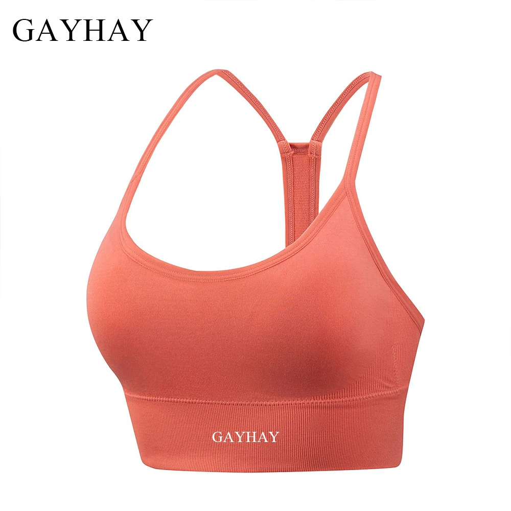 GAYHAY Seamless Sports Bras Padded Y Racer Back Cropped Bras for Yoga Workout Fitness Low Impact