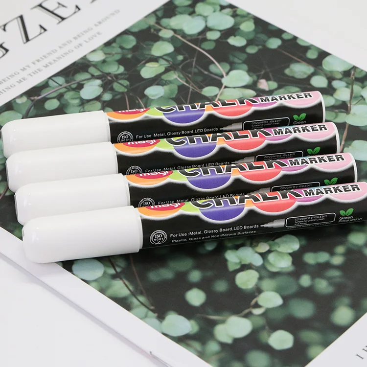 
4 sticks/set 6mm Liquid Chalk Marker Pen - White Dry Erase Marker - Chalk Markers for Chalkboard Signs Windows Blackboard Glass 