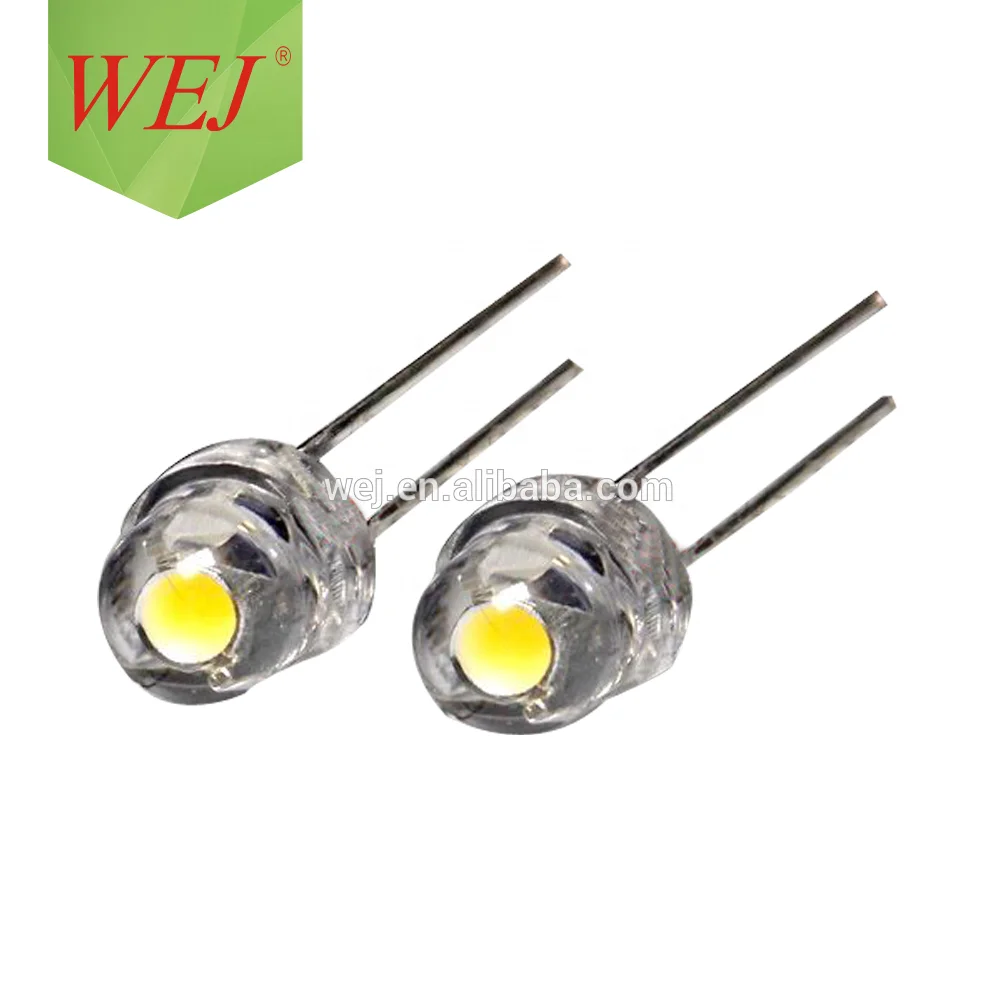 WEJ amber 5mm orange straw hat head through hole diode led water clear lens lamp LED customized lens color