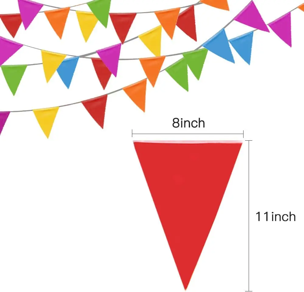 8*11 Inch Triangle Flag Banner - Multi-Color Bunting Flag - Birthday Party Grand Opening Christmas Decoration