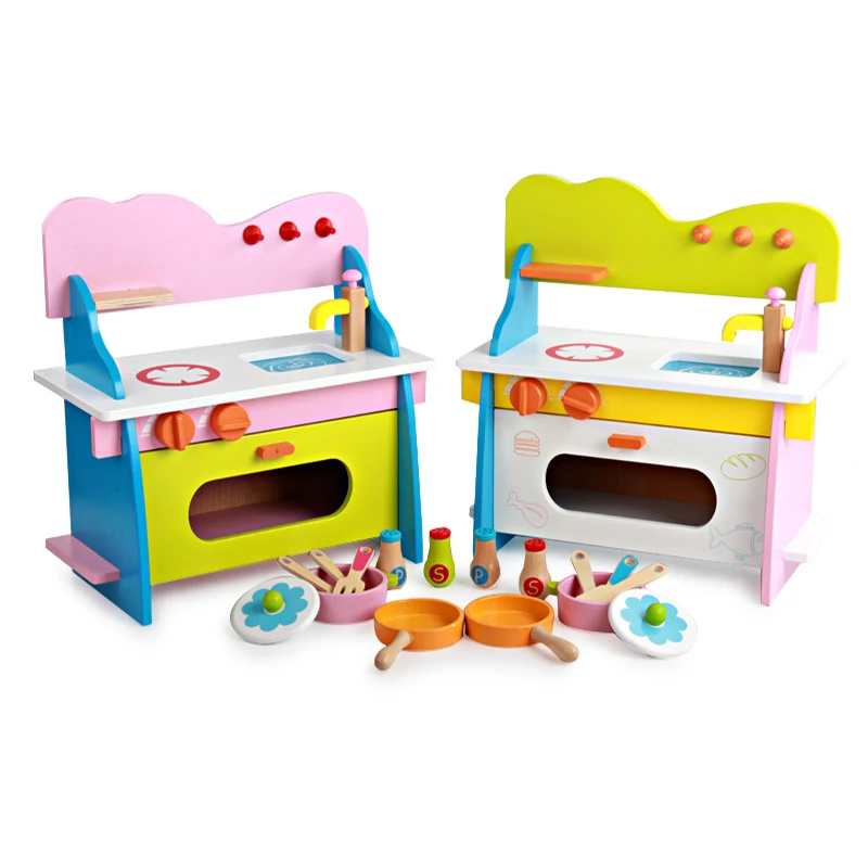Toy kids pretend cooking toy with accessories wooden toddler toys kitchen play set