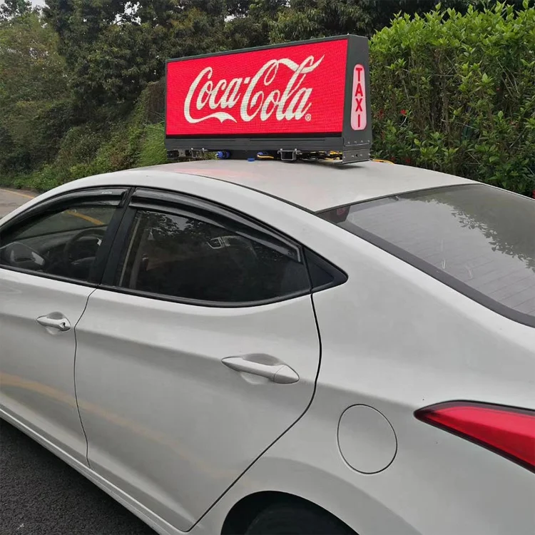 LED VISUAL Outdoor Double Side Wireless WIFI 4G USB Control Screen P5 Taxi Top LED Display Car LED Signs For Mobile Advertising