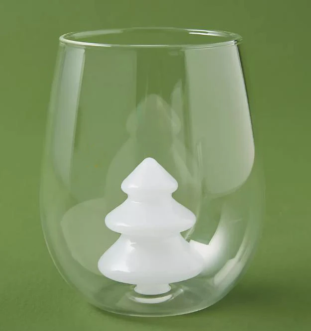 Wholesale Customized 3D Christmas Tree Inside Glass Coffee Mug Cute Drinking Glasses Heat Resistant Milk Cup