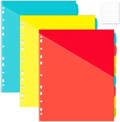 Office Stationery Supplier Custom Color Pp 3 Hole Ring Binder Index Divider A4 A5 Plastic File Dividers