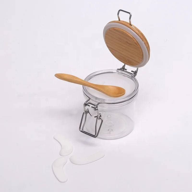 plastic cosmetic container 120 ml 150 ml 200 ml 250 ml 500 ml empty pet jar with bamboo lid wooden cosmetic jar