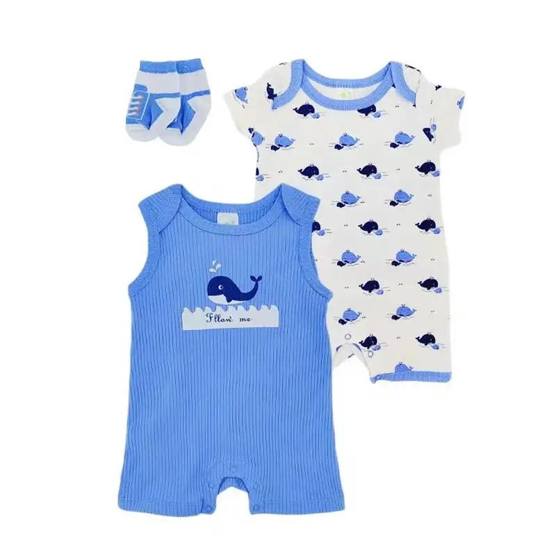 Newborn Baby Boy Girl Long Sleeve Rompers Wholesale Toddler Clothes Babi Romper Set Wear Suit