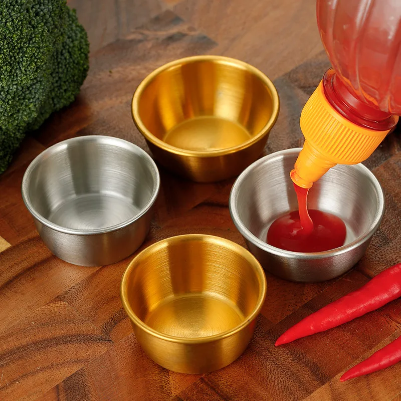 high quality 304 stainless steel golden sauce dish salad dressing bowl sauce bowl for tomato sauce