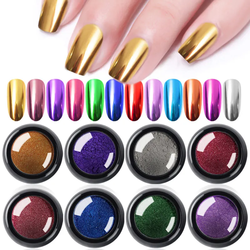 1 box Magic Mirror Nail Powders Metallic Effect Rub Nail Art Glitter UV Gel Polish Chrome Pigment Dust DIY Manicure Decorations