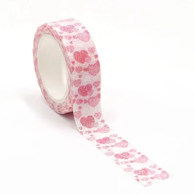 Decorative stationery custom printing cute glitter washi tape