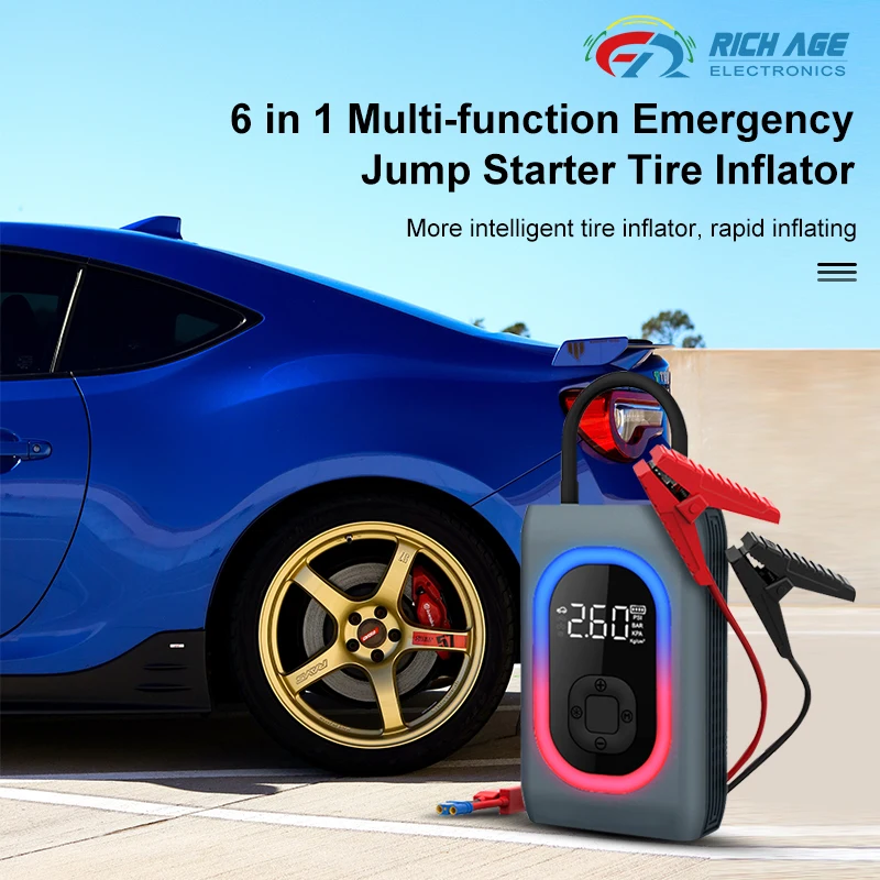 Handhold 12000Mah Electric Air Pump 16V 1000A Jump Starting Mobile Portable Charger Jump Starter Compressor