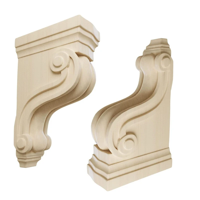 Boston Scroll Wood Corbels Hardwood Unfinished Decorative Pine Corbels for Countertops Fireplace Mantel Shelves Home Improvement