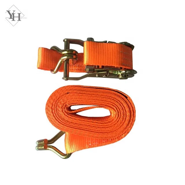 customized cargo lashing belt 38mm 2000kgs 2m 3m 4m 5m 6m 8m ratchet tie down straps with double j hook